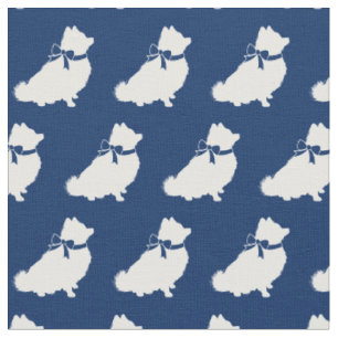 Spitz Hund Silhouette Pet Navy Blue Stoff