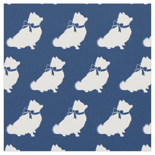Spitz Hund Silhouette Pet Navy Blue Stoff (Nahaufnahme)