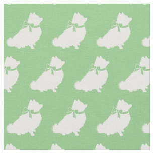 Spitz Hund Silhouette Pet Sage Green Stoff