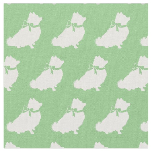 Spitz Hund Silhouette Pet Sage Green Stoff (Nahaufnahme)