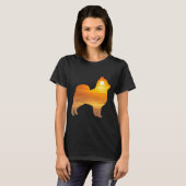 Spitz Hund Silhouette Sunrise T-Shirt (Vorne ganz)