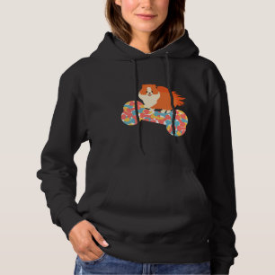 Spitz Hund und farbenfroher Hundeknochen Hoodie