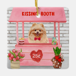 Spitz Hund Valentinstag Kissing-Stand Keramikornament