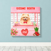 Spitz Hund Valentinstag Kissing-Stand Leinwanddruck (Insitu (Holzboden))