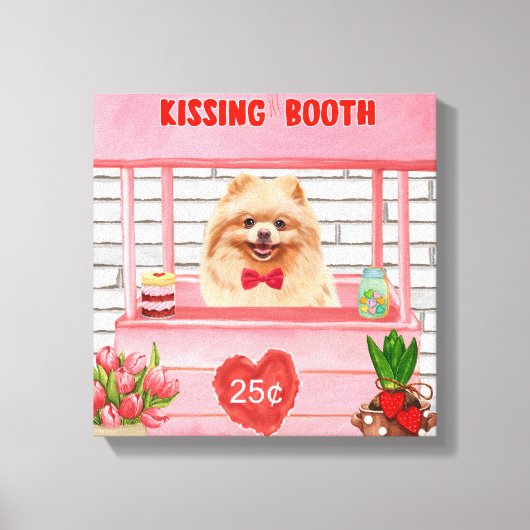 Spitz Hund Valentinstag Kissing-Stand Leinwanddruck (Vorderseite)