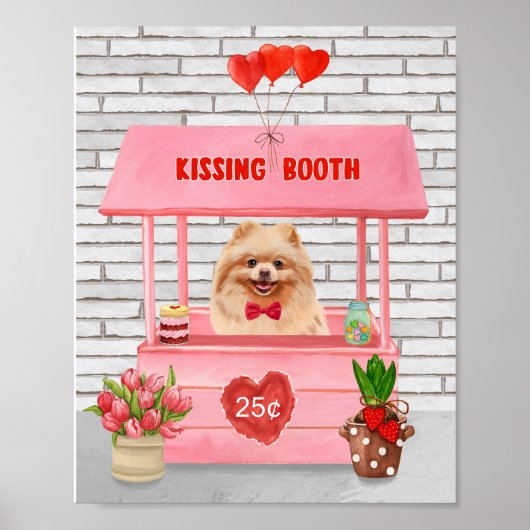 Spitz Hund Valentinstag Kissing-Stand Poster (Vorne)