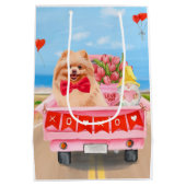 Spitz Hund Valentinstag Lkw Herz Mittlere Geschenktüte (Rückseite)