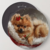 Spitz Hund Weihnachten Button (Vorne & Hinten)