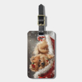 Spitz Hund Weihnachten Gepäckanhänger (Vorderseite vertikal)