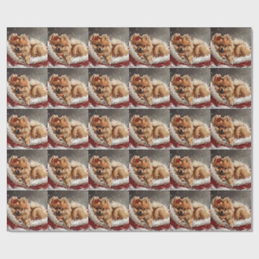Spitz Hund Weihnachten Geschenkpapier (Flach)