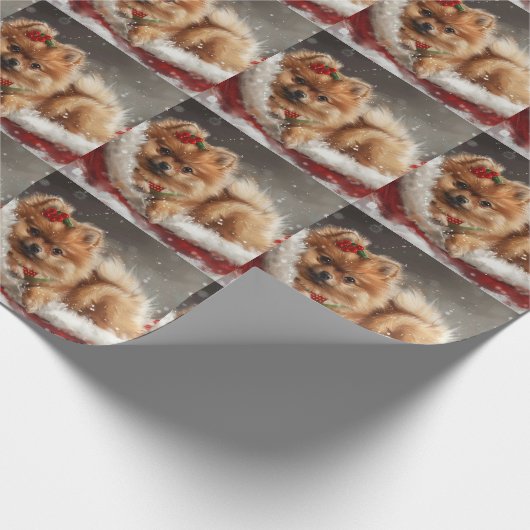 Spitz Hund Weihnachten Geschenkpapier (Ecke)