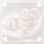 Spitz Hund Weihnachten Glasuntersetzer (Rückseite)