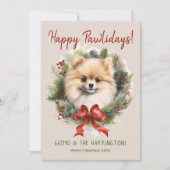 Spitz Hund Weihnachten glücklich Pawlidays Feierta (Vorderseite)