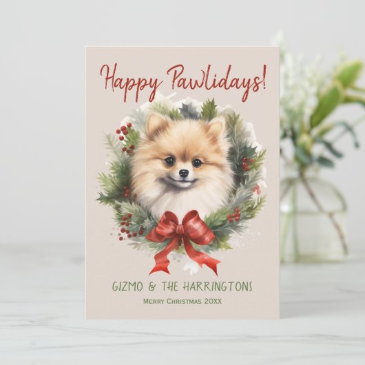 Spitz Hund Weihnachten glücklich Pawlidays Feierta (Stehend Vorderseite)
