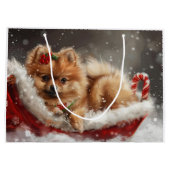 Spitz Hund Weihnachten Große Geschenktüte (Rückseite)
