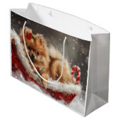 Spitz Hund Weihnachten Große Geschenktüte (Rückseite Schrägansicht)