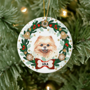 Spitz Hund Weihnachten Hund Keks Kraut Keramik Ornament