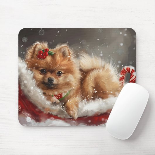 Spitz Hund Weihnachten Mousepad (Mit Mouse)