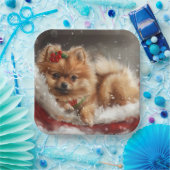 Spitz Hund Weihnachten Pappteller (Party)
