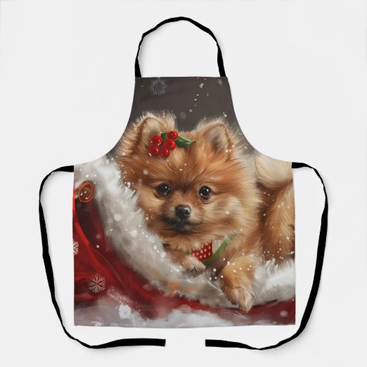Spitz Hund Weihnachten Schürze (Vorderseite)