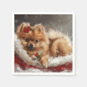 Spitz Hund Weihnachten Serviette (Vorderseite)