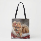 Spitz Hund Weihnachten Tasche (Vorderseite)