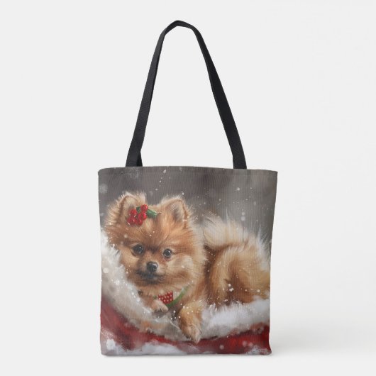 Spitz Hund Weihnachten Tasche (Rückseite)