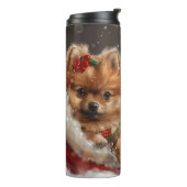 Spitz Hund Weihnachten Thermosbecher (Nach links gedreht)