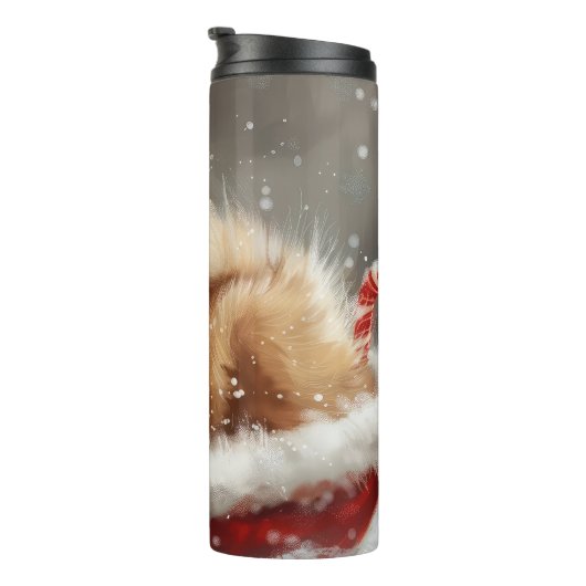 Spitz Hund Weihnachten Thermosbecher (Nach rechts gedreht)