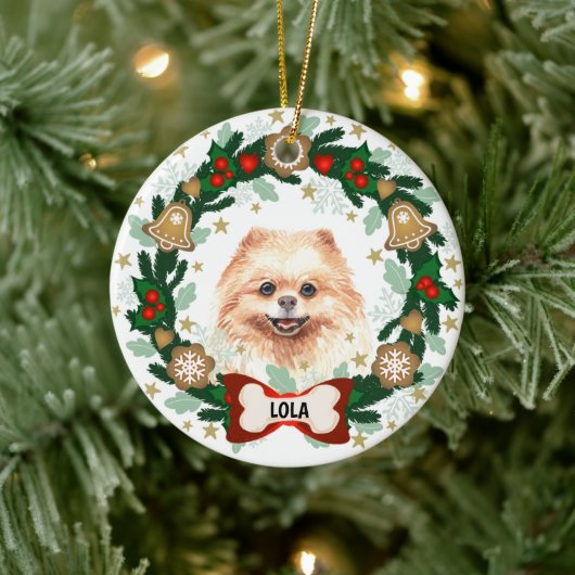 Spitz Hund Weihnachts-Keks Keramik Ornament (Baum)