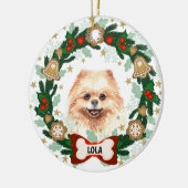 Spitz Hund Weihnachts-Keks Keramik Ornament (Links)