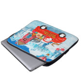 Spitz Hund Weihnachtslieferung LKW Schnee Laptopschutzhülle (Vorne Knopf)