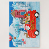 Spitz Hund Weihnachtslieferung LKW Schnee Puzzle (Vertikal)