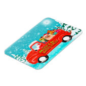 Spitz Hund Weihnachtswagen Magnet (Linke Seite)