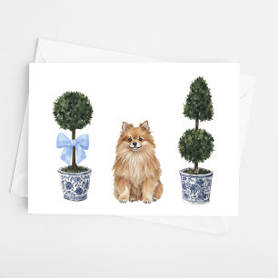 Spitz Hund Welpe Topiary Watercolor Karte