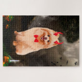 Spitz Hund zu Halloween Puzzle (Horizontal)