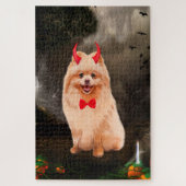Spitz Hund zu Halloween Puzzle (Vertikal)