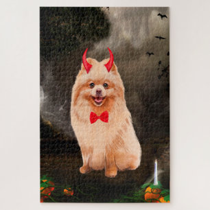 Spitz Hund zu Halloween Puzzle