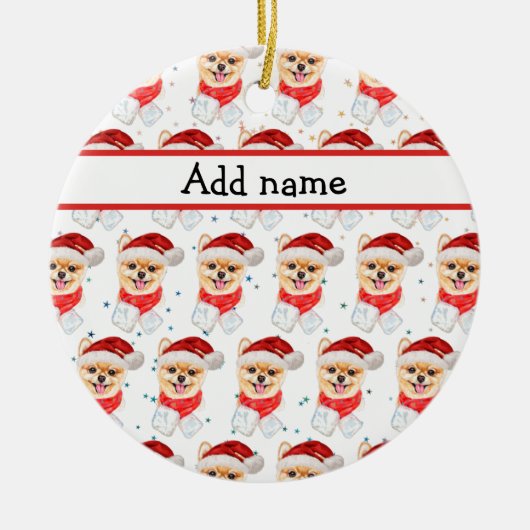 Spitz Hund züchten Weihnachtsstars Keramik Ornament (Vorne)