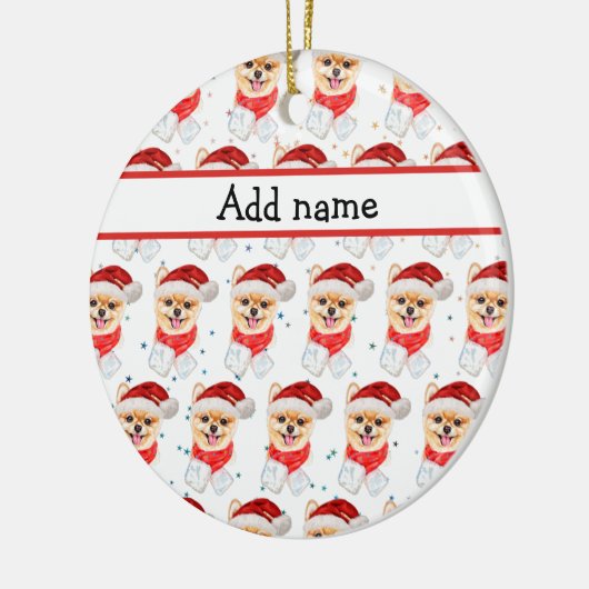 Spitz Hund züchten Weihnachtsstars Keramik Ornament (Links)