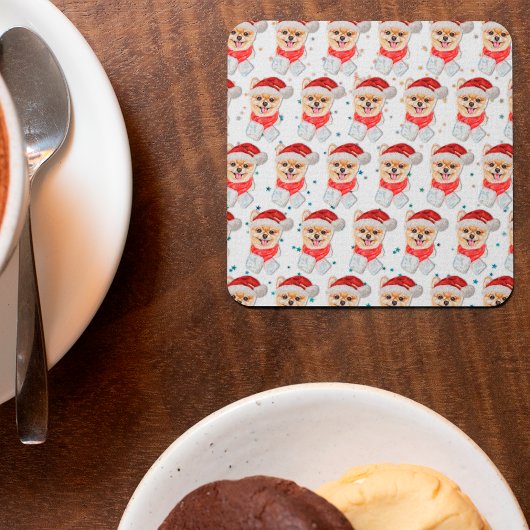 Spitz Hund züchten Weihnachtsstars Rechteckiger Pappuntersetzer