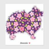Spitz Hunde Blume Muster Spitze Lover Aufkleber (Blatt)