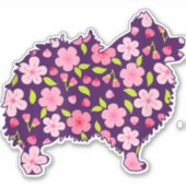 Spitz Hunde Blume Muster Spitze Lover Aufkleber (Vorderseite)