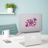 Spitz Hunde Blume Muster Spitze Lover Aufkleber (Laptop auf Schreibtisch)