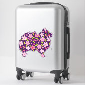 Spitz Hunde Blume Muster Spitze Lover Aufkleber (Koffer)