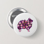 Spitz Hunde Blume Muster Spitze Lover Button (Vorne & Hinten)