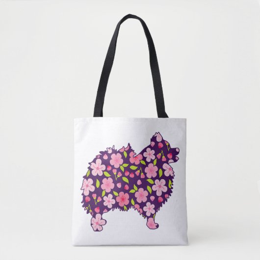 Spitz Hunde Blume Muster Spitze Lover Tasche (Vorderseite)