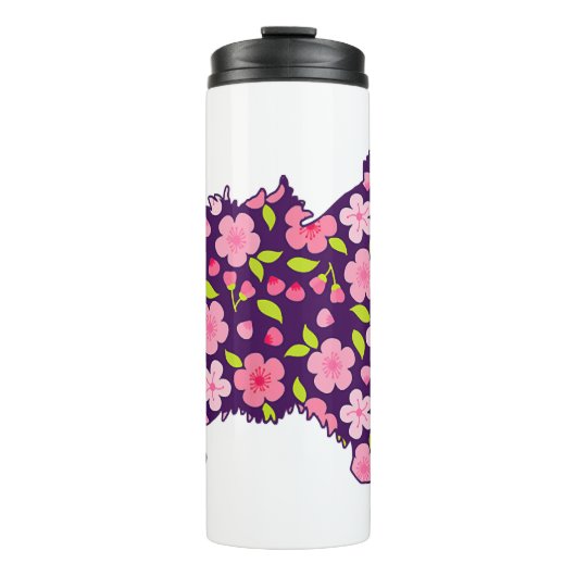 Spitz Hunde Blume Muster Spitze Lover Thermosbecher (Vorderseite)
