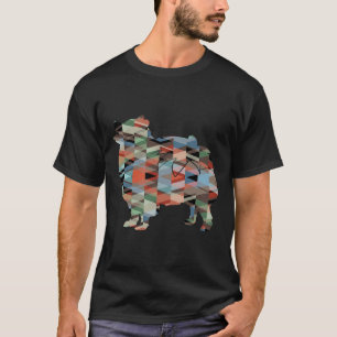 Spitz Hunde Silhouette Geometrisches Muster T-Shirt