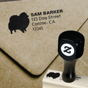 Spitz Hunde Silhouette Rücksendeadresse Gummistempel